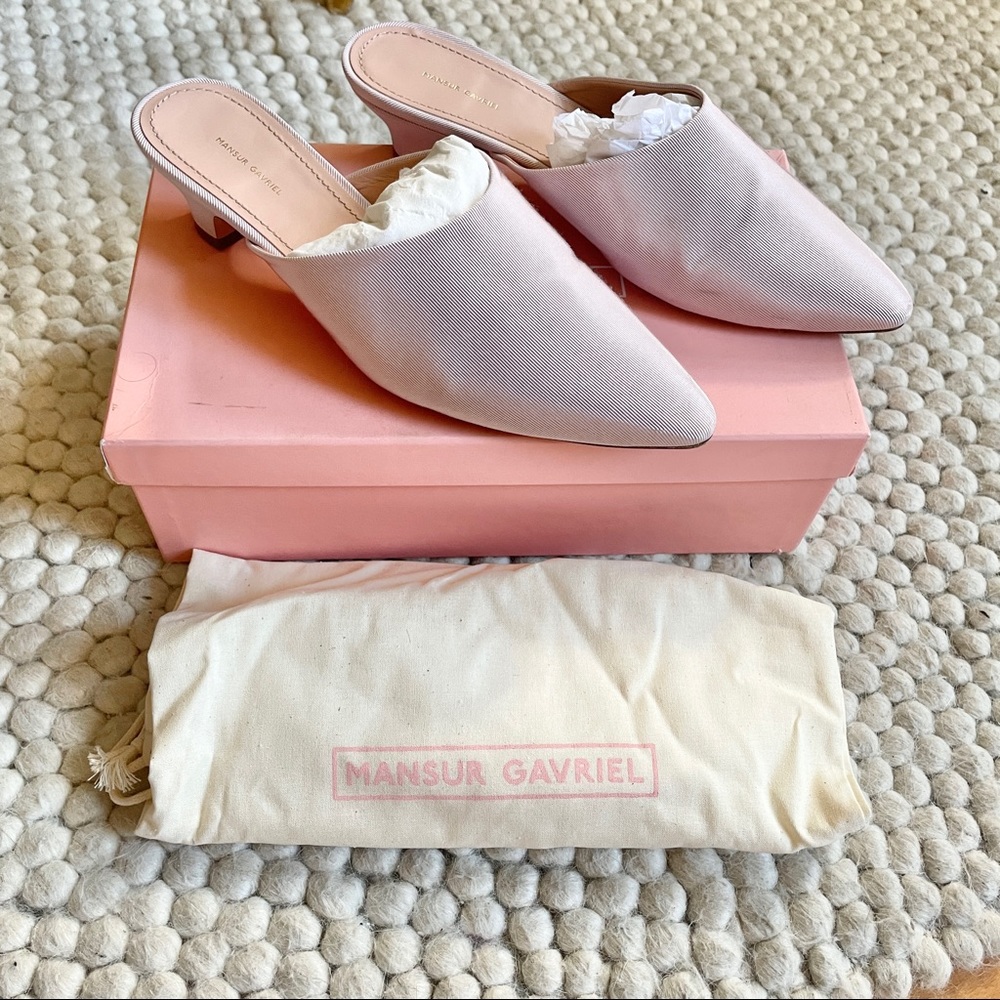 MANSUR GAVRIEL pale pink/purple slipper heel mules